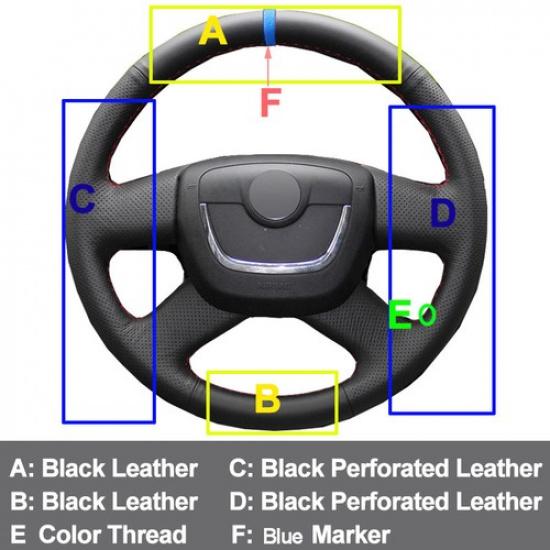 For Skoda Octavia Superb 2012 Fabia Hand Sewing Car Steering Wheel Cover Durable