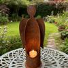 1/2Pcs Rusty Angle Candle Holder Weather-proof Iron Art Tealight Candle Stand Metal Candlestick Indoor Outdoor Garden Home Office Desktop Decoration