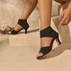 Plus Size Women's Shoes Summer New Round Toe Open Toe Cutout Flyweave Breathable Sense Fish Mouth Stiletto Roman Sandals