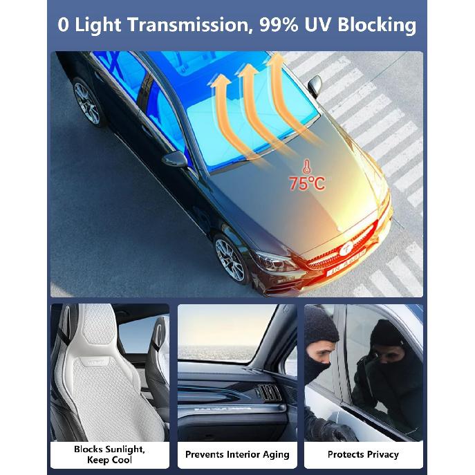 

Foldable Windshield Sun Shade Umbrella – Reflective Car Window Cover for Front Windshield, Heat Blocker for SUV, Truck, Sedan – Easy Storage with Medium（58 Lx 31 W)