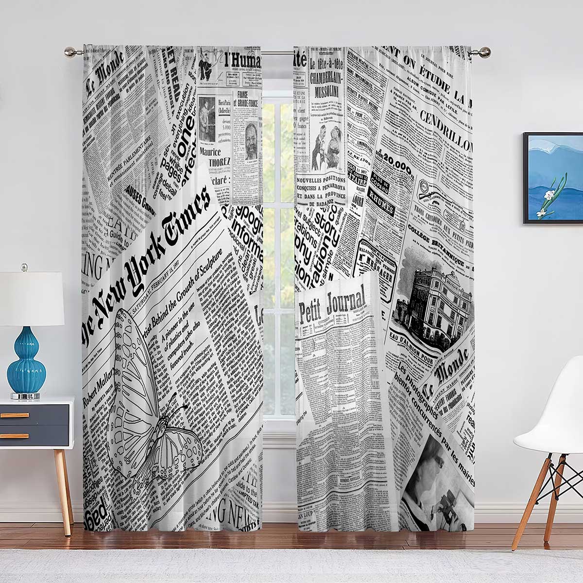 

Винтажная старая историческая газета, художественный дизайн, прозрачная занавеска для гостиной, вуаль, жалюзи, драпировка для спальни, кухня, тюлевые шторы 1 PCS W100XH250cm&Rod Pocket