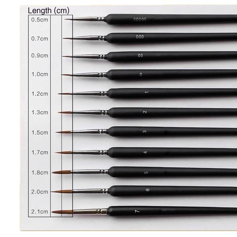 Borrence Miniature Hook Line Pen Art Paint Brushes 4/5/8/10/11pcs for Gouache Acrylic Watercolor Oil Paints Artists Hand Painted