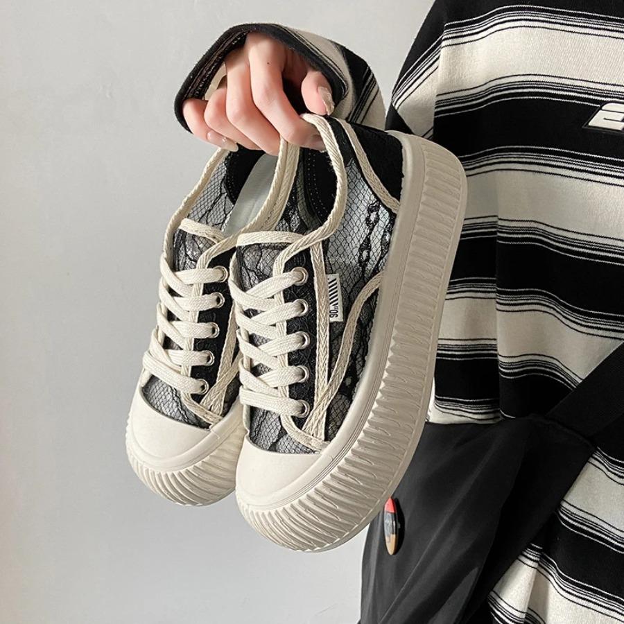 

2025 Summer New Single Mesh Hollow Mesh Casual Trendy Fashion White Shoes Thick Soled Comfortable Women s Shoes shoes for women 40 чорний