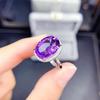 High-End Deep Purple Zirconia Simulated Amethyst Open Ring for Women