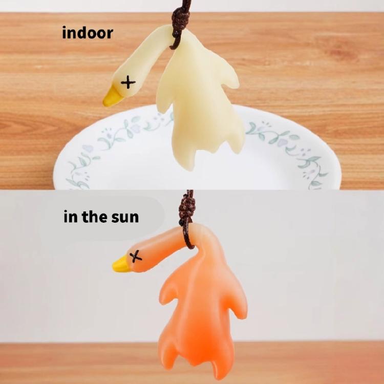 Unique Roast Duck Car Interior Pendant Ornament Rearview Mirror Hanging Decoration with Fun Color Changing In Sunlight