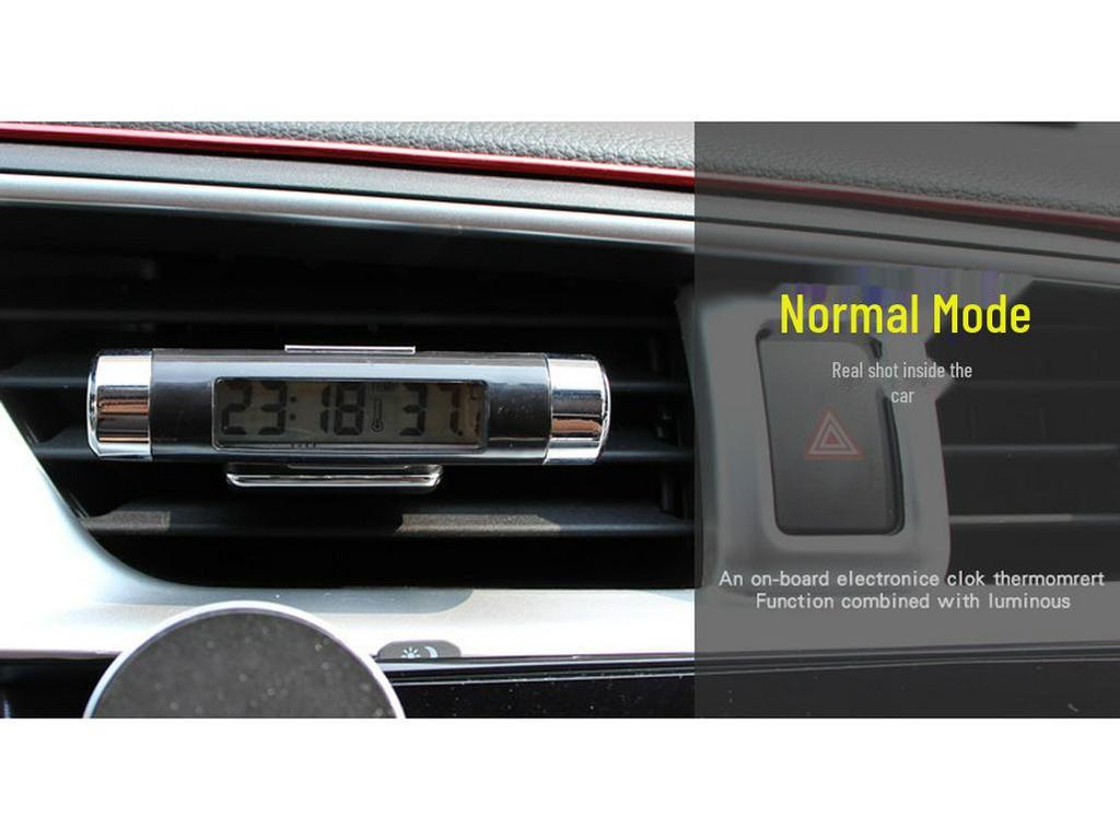 LED Backlit Car Air Vent Clip Clock & Thermometer with Time and Temperature Display