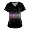 Women's Printing Uniform Work Uniform V-neck Pockets Basic Short Sleeve Pullover Top