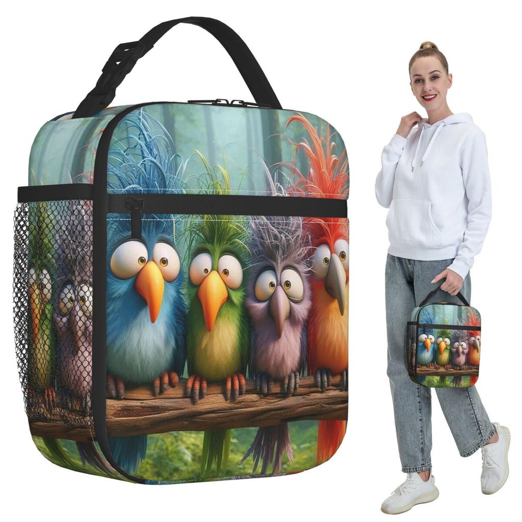 Funny Bird Pattern Insulated Lunch Bag for Women Office Cooler Thermal Food Box Tote Leakproof Lunch Boxes Container