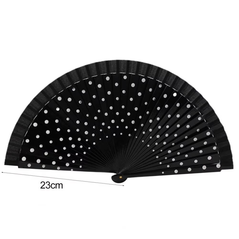 New Wood Flamenco Fan Dots Pattern Classical Folding Fan Decorative Handheld Hand Fan Wedding Decorations