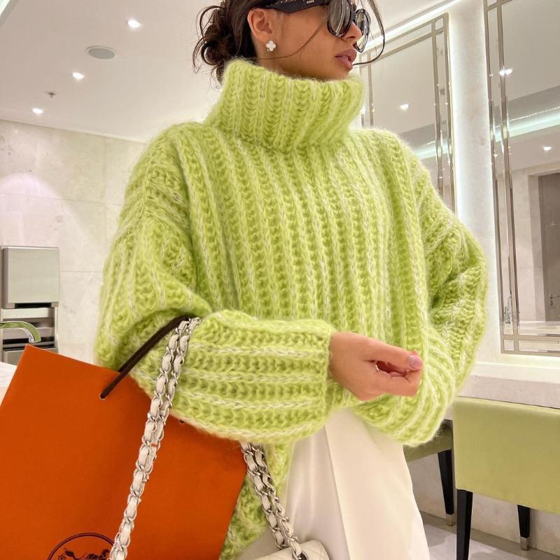 Women's Winter Knitted Fluffy Long-sleeved Sweater