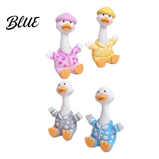 Desktop Decoration 4Pcs Mini Cartoon Duck Figurines, Cute Polka-dot Pajamas Statues, Multi-functional Car Accessory Macaron Animal Ornaments