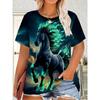 Horse Retro 3D Print T-Shirts Summer Animal Women Casual Short Sleeve T Shirt Streetwear Round Neck Tees Tops Female Clothing