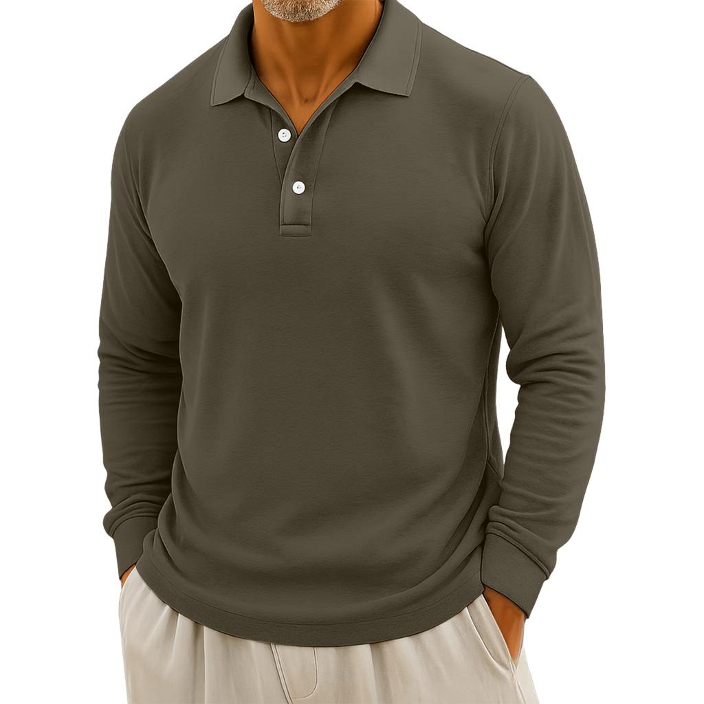 Men's Casual Solid Color Button Long Sleeve Top
