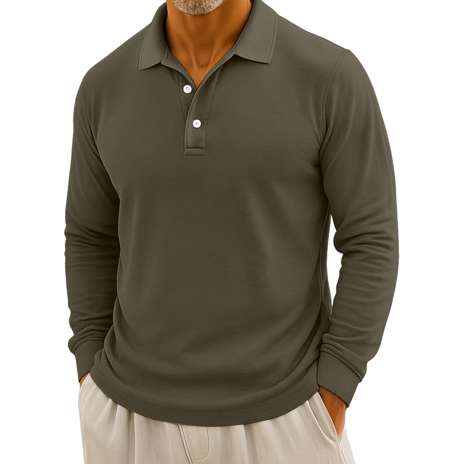 

Мужской повседневный однотонный топ с длинным рукавом на пуговицах XXXXL