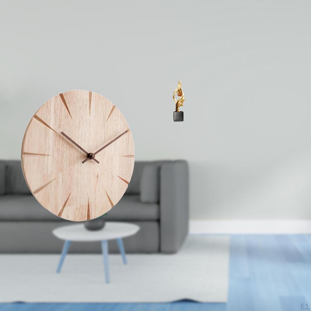 Wood Wall Clock Creative Decorative Art Sculpture Gift Silent Non Ticking Abstract Resin Figurine