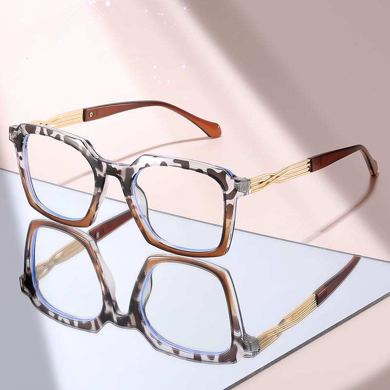 Retro Black Frame Blue Light Glasses, Gold Twisted Legs Design, Clear Lens Computer Eyewear for Men & Women Eye Protection