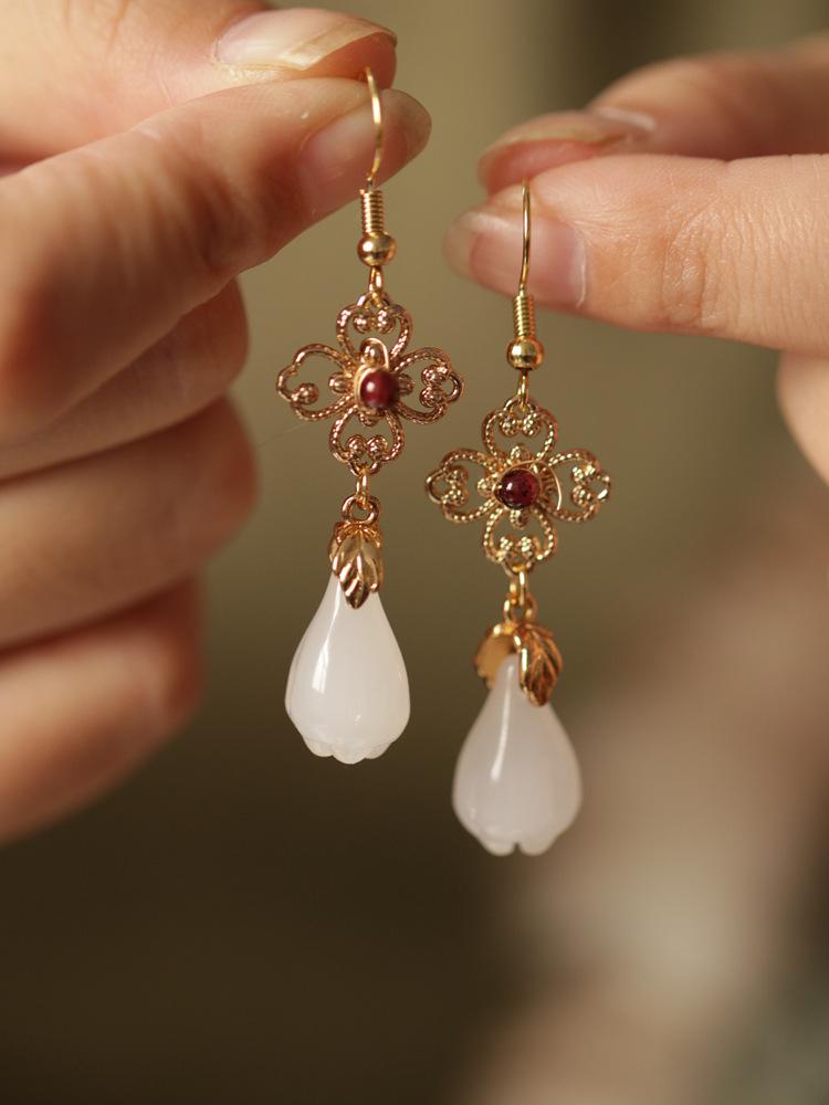 Lily of the Valley Hanfu Pendant Earrings - Ancient Style Cheongsam Accessories for Women