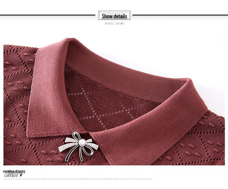 Women's Stylish Plus Size Knit Sweater: Autumn Winter Fashion for Middle-Aged and Elderly