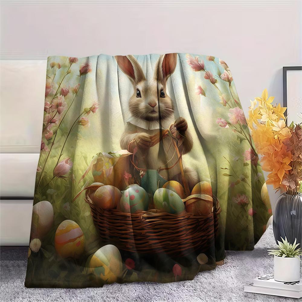 Easter Egg Print Flannel Blanket,High Quality Comfortable for All Seasons,Home Decor,Warmth and Comfort,Perfect for Christmas Gifts