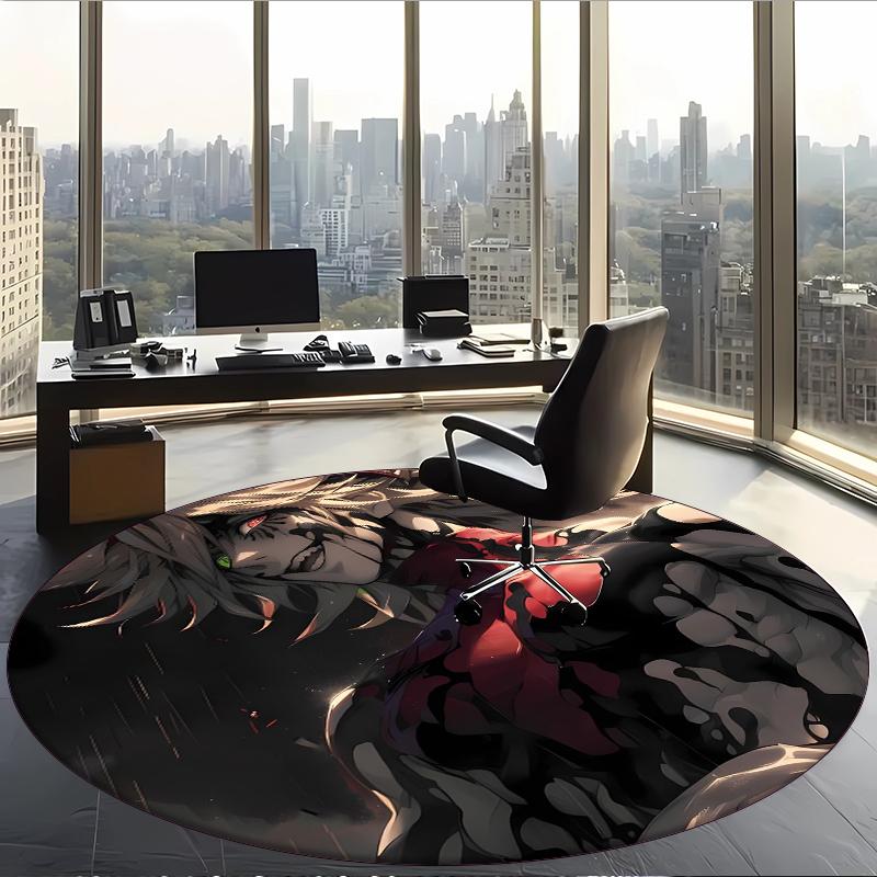 Douma (1) Round Office Rug Decorative Floor Rug for Office Bedroom Living Room and Home Space