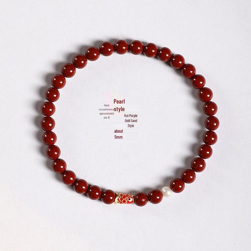 Purple Gold Sand Koi Cinnabar Bracelet - Abundance and Luck Benmingnian Jewelry.