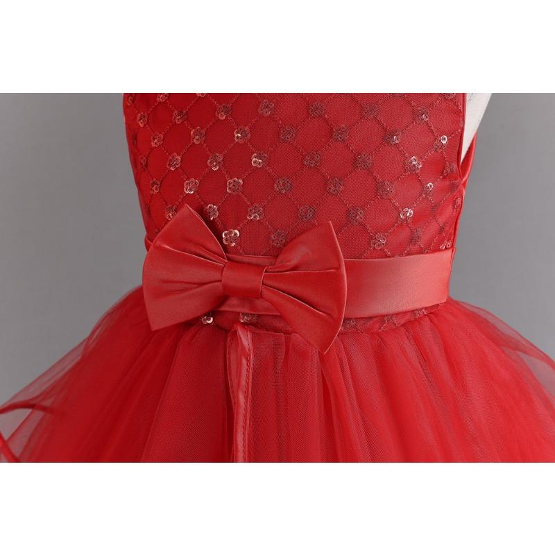 Girls Tulle Puff Dress Princess Party Gown Flower Girl Wedding Performance Dress
