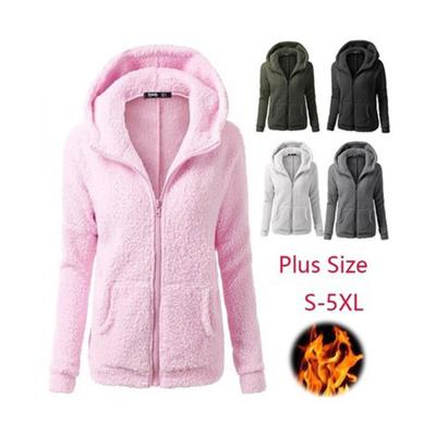 10 Colors Women's Fashion Solid Sweatshirt Loose Hooded Shaggy Zipper Top