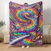 Music Rainbow Guitar Piano Saxophone Home Customize Your Name Blankets Soft Cozy Lightweight All Season Multi Use Throw Blanket For Couch Office Bed