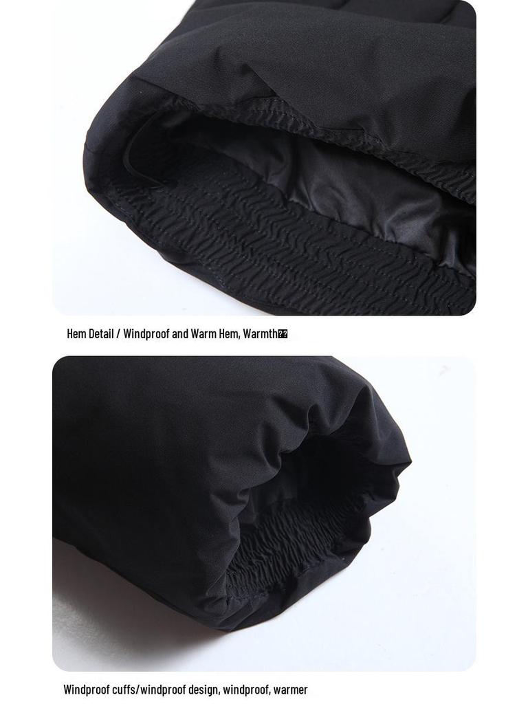 2025 New Unisex Color Block Thick Down Jacket with Stand Collar for Winter Warmth