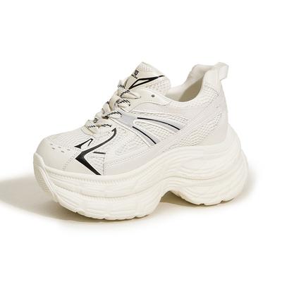 Women's Thick Bottom Casual Dad Shoes New Autumn Breathable Mesh Chunky Sneakers Mixed Color Versatile High Platform Sport Shoes
