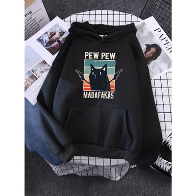 Pew Madafaks Kedi Tutun Silahlar Sıcak Kapüşonlular Kadınlar Için Moda Sonbahar Açık Sokak Tüm maç Rahat Kadın Spor