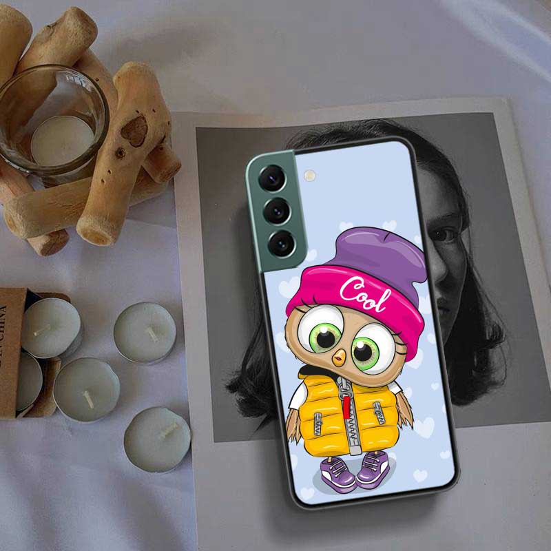 Cute Owl Hearts Lover Christmas Phone For Samsung Galaxy S24 S22 Ultra S21 Plus S20 S23 FE Case S10 S10E S9 S8 S7 Edge Cover Sil