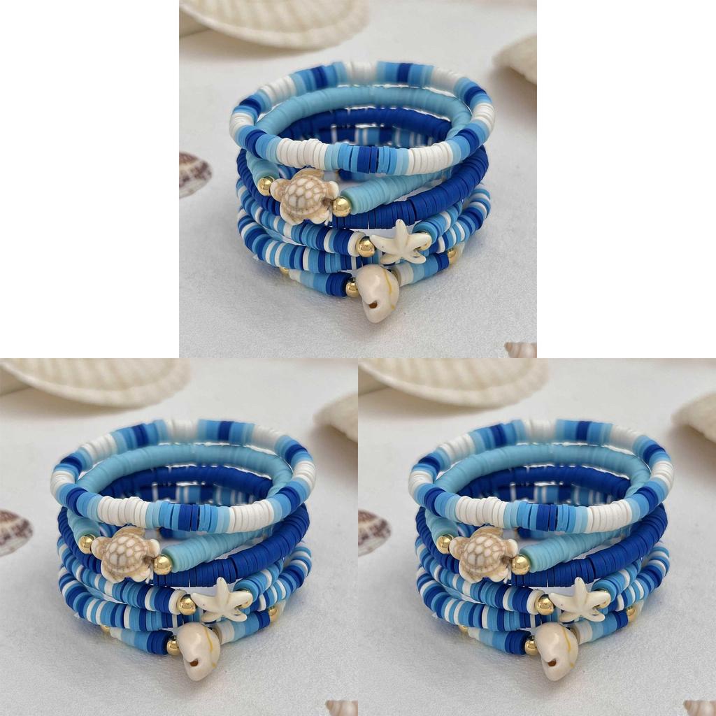 Bohemian Ocean Style Handmade Soft Clay Bracelet With Shell Beads For Summer Travel Gift
