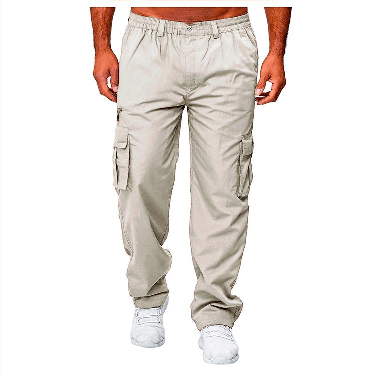 

2025 Men s Fashion Trend: Multi-Pocket Casual Cargo Pants - Versatile, Loose, Straight-Leg Design L бежевый
