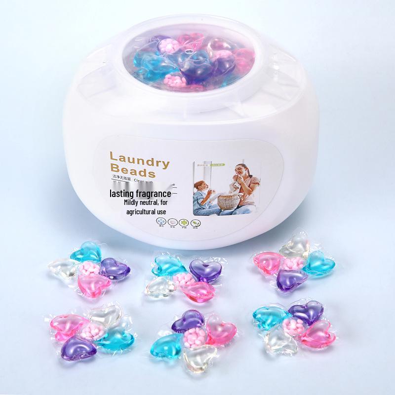Five-in-One Laundry Pods: Long-Lasting Scent, Stain Removal, Softening, and Concentrated Detergent Beads.