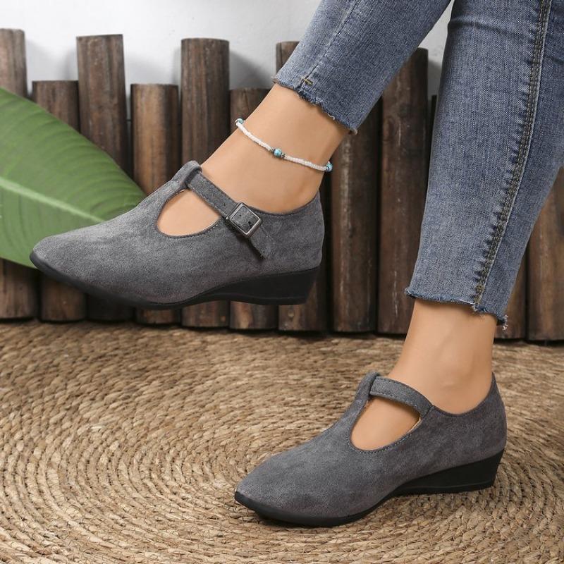 Large size slope heel casual single shoes women's spring and autumn new fashion Doudou single shoes women