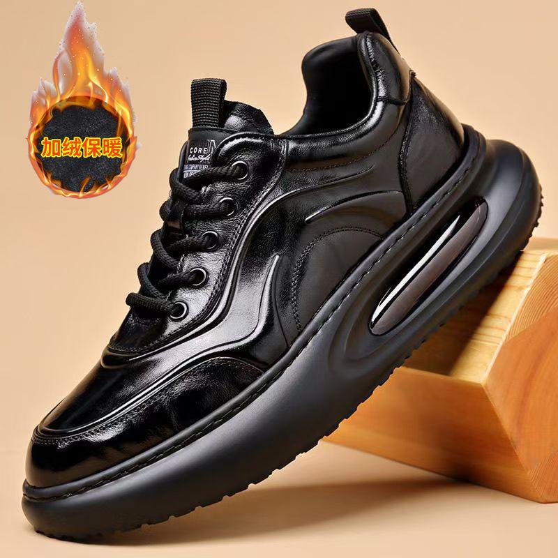 New platform leather dad shoes men's trendy shoes first layer cowhide sports and leisure shoes