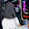 Memory Foam Hooded U-Shaped Travel Pillow with Detachable Cover Portable Neck Support for Airplane Office Nap Car and Home Use