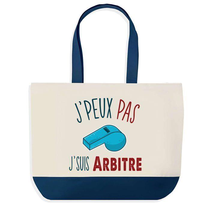 Tote bag - PLANETEE - J'peux pas Arbitre - fond bleu - coton 40x45 cm - grand format