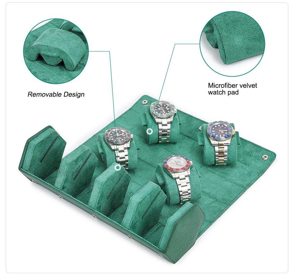 Hexagonal Genuine Leather Travel Wristwatch Box - Drop-Proof Four-Piece Set