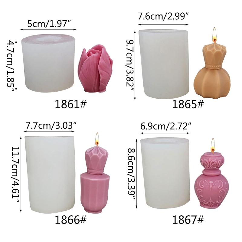 Candle Silicone Mould Tulip Shape Epoxy Resin Mold for Perfume Bottle DIY Candle Making Handmade Crafts Home Decor