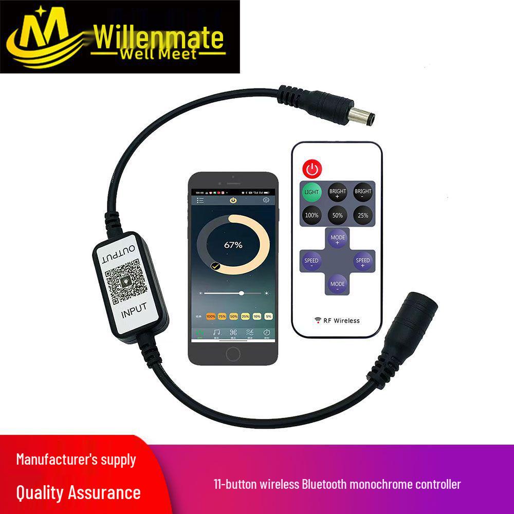 11-Key Mini Bluetooth LED Strip Controller: Monochromatic Dimming & Color Adjustment
