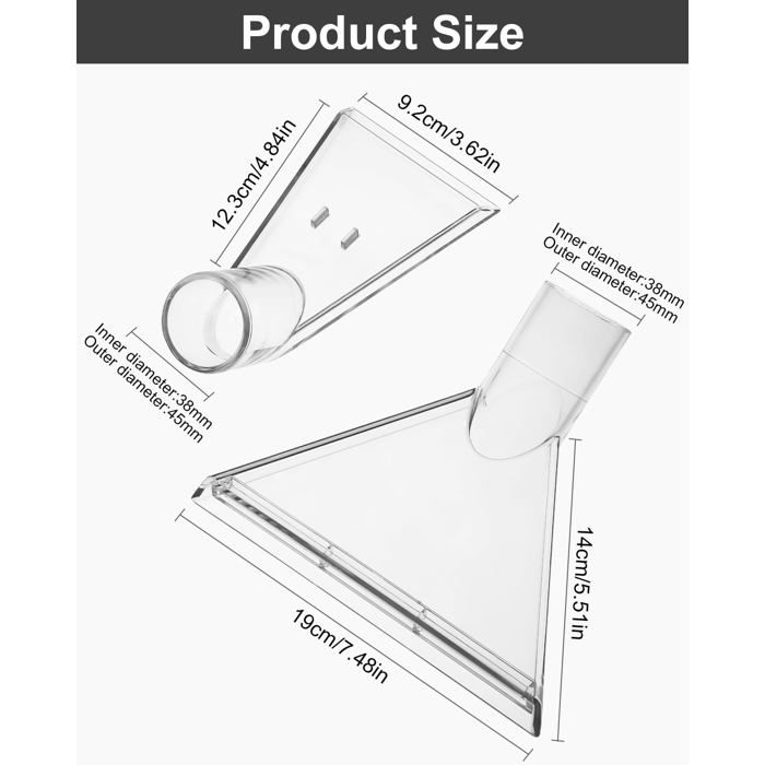 AIMOONSA - 2 embouts aspirateur Ø38 mm pour meubles rembourrés, buse transparente compatible tuyau 38/45 mm