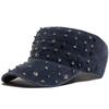 Adjustable Flat Hat Cap Rivet Design Trucker Hat Vintage Baseball Cap  For Women Men