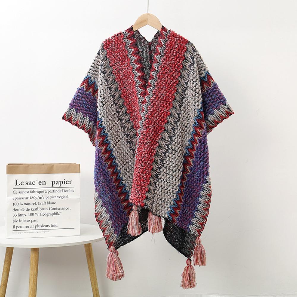Neck Wrap Tassel Scarves Warm Knitted Cape Simple Imitation Cashmere Scarf Travel Vacation