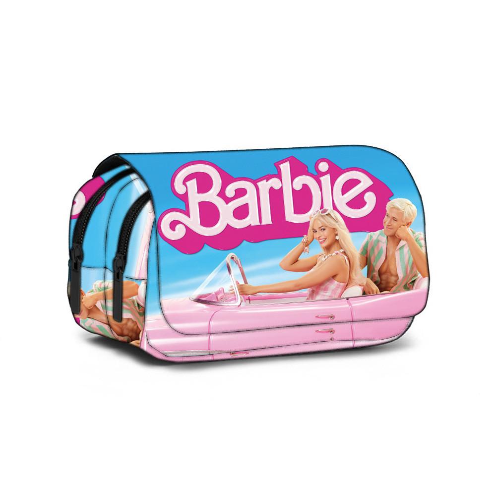 Barbie Cartoon Doublelayer Storage Bag With Polyester Material For School Use