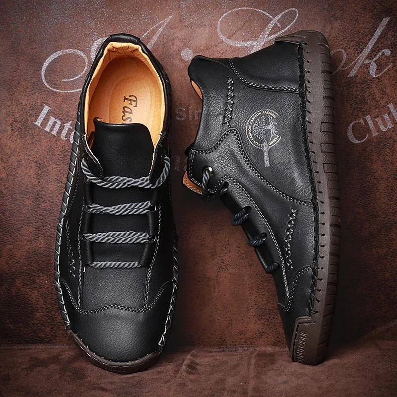Winter Men Ankle Boots Classic Man Leather Casual Shoe Outdoor Lightweight Handmade Walking Sneakers Comfortable zapatillas male