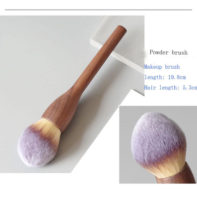 Karsyngirl štětec na make-up, dřevo, ořech, velké retro štětce na pudr, medově sypké, super měkké, krásný dárek pro přítelkyni, nástroj na líčení