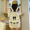 Schoolbag High School Schoolbag Girls High Value Black Girl Bow Backpack Korean Lazy Style College Student Backpack