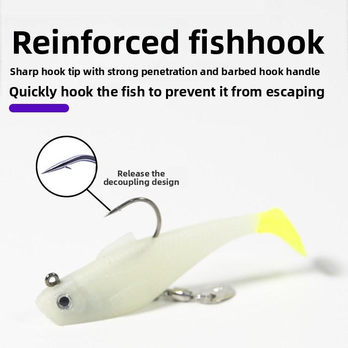 Jumping Fish Lure Lead Anti-Snag Rotating Soft Bait with Hooks for Mandarin Fish Bass Catfish Sea Fishing Black Pit Fishing